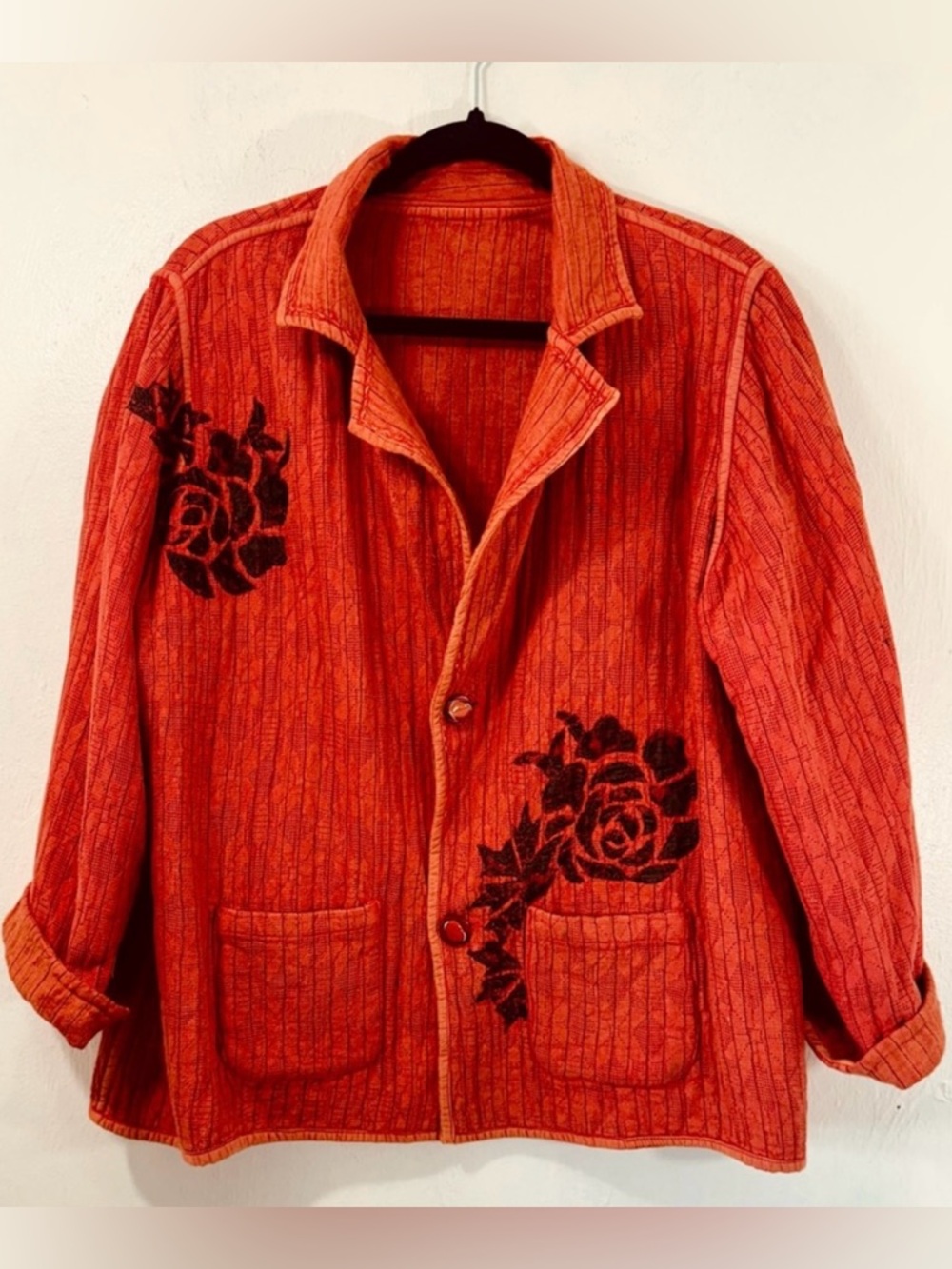 Parsley & Sage Burnt Orange With Black Lace Appliqué.Reversible.Size Large